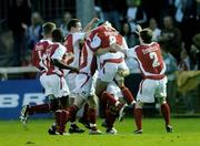 15 September 2006; Keith Fahy, second from right, St. Patrick's Athletic, celebrates after scoring his side's first goal with team-mate's. eircom League Premier Division, Shelbourne v St. Patrick's Athletic, Richmond Park, Dublin.  Picture credit: David Maher / SPORTSFILE