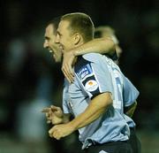 15 September 2006; Gary O'Neill, right, Shelbourne, celebrates after scoring his side's first goal with team-mate Greg O'Hallorgan. eircom League Premier Division, Shelbourne v St. Patrick's Athletic, Richmond Park, Dublin. Picture credit: David Maher / SPORTSFILE