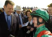 16 September 2006; Pat Downes, Racing manager for the Aga Khan, in conversation with jockey Mick Kinane after Kastoria had won the Irish Field St. Leger. Curragh Racecourse, Co. Kildare. Picture credit: Pat Murphy / SPORTSFILE