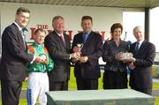 16 September 2006; Winning connections of Kastoria, from left, Leo Powell, Managing Editor of the Irish Field, Mick Kinane, Jockey, John O'Donoghue T.D., Minister for Arts, Sport and Tourism, representing the owner Aga Khan is Pat Downes, Racing Manager for the Aga Khan, Eileen Powell, wife of Leo Powell, and John Oxx, Trainer. Irish Field St. Leger. Curragh Racecourse, Co. Kildare. Picture credit: Pat Murphy / SPORTSFILE