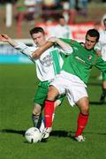 16 September 2006; Peter McCann, Glentoran, in action against Paul McVeigh, Donegal Celtic. CIS Insurance Cup (Group A), Glentoran v Donegal Celtic, The Oval, Belfast. Picture credit: Russell Pritchard / SPORTSFILE