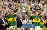 17 September 2006; Kerry captain Declan O'Sullivan and stand in captain Colm Cooper lift the Sam Maguire cup. Bank of Ireland All-Ireland Senior Football Championship Final, Kerry v Mayo, Croke Park, Dublin. Picture credit: Damien Eagers / SPORTSFILE