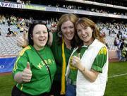 17 September 2006; Kerry supporters Shelia Horan, Castleisland, Rira McCarthy, New Jersey and Annie Brosnan, Castleisland, celebrate victory. Bank of Ireland All-Ireland Senior Football Championship Final, Kerry v Mayo, Croke Park, Dublin. Picture credit: Ray McManus / SPORTSFILE