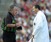 17 September 2006; Referee Brian Crowe consults with one of his umpires. Bank of Ireland All-Ireland Senior Football Championship Final, Kerry v Mayo, Croke Park, Dublin. Picture credit: Ray McManus / SPORTSFILE