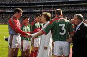17 September 2006; Mayo goalkeeper David Clarke is introduced to the President Mary McAleese by captain David Heaney. Bank of Ireland All-Ireland Senior Football Championship Final, Kerry v Mayo, Croke Park, Dublin. Picture credit: Ray McManus / SPORTSFILE