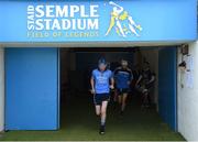27 July 2014; Dublin captain Shane Barrett leads his team out before the game. Electric Ireland GAA Hurling All Ireland Minor Championship Quarter-Final, Dublin v Waterford. Semple Stadium, Thurles, Co. Tipperary. Picture credit: Ray McManus / SPORTSFILE