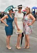 31 July 2014; Pictured are, from left to right, Sadhbh Leamy, from Cashel, Co. Tipperary, Marie Cullimane, from Tourloughmore, Co. Galway, and Avril Treacy, from Newcastlewest, Co. Limerick, enjoying a day at the races. Galway Racing Festival, Ballybrit, Co. Galway. Picture credit: Barry Cregg / SPORTSFILE