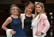 31 July 2014; Pictured are, from left to right, Amy Sargent, from Corbally, Co. Limerick, Ann Batman, from Fedamore, Co. Limerick and Caoimhe Gleeson, from Ballasheedy, Co. Limerick, enjoying a day at the races. Galway Racing Festival, Ballybrit, Co. Galway. Picture credit: Barry Cregg / SPORTSFILE