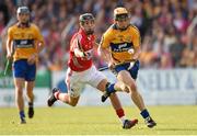 30 July 2014; Tony Kelly, Clare, in action against Cillian Burke, Cork. Bord Gais Energy Munster GAA Hurling Under 21 Championship Final, Cork v Clare. Cusack Park, Ennis, Co. Clare. Picture credit: Stephen McCarthy / SPORTSFILE