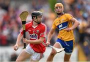 30 July 2014; Michael Collins, Cork, in action against Peter Duggan, Clare. Bord Gais Energy Munster GAA Hurling Under 21 Championship Final, Cork v Clare. Cusack Park, Ennis, Co. Clare. Picture credit: Stephen McCarthy / SPORTSFILE
