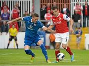 1 August 2014; Christy Fagan, St Patrick's Athletic, in action against Kalen Spillane, Sligo Rovers. SSE Airtricity League Premier Division, St Patrick's Athletic v Sligo Rovers, Richmond Park, Dublin. Picture credit: Piaras Ó Mídheach / SPORTSFILE