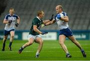 2 August 2014; Dick Clerkin, Monaghan, in action against Keith Cribben, Kildare. GAA Football All-Ireland Senior Championship, Round 4B, Kildare v Monaghan, Croke Park, Dublin. Picture credit: Oliver McVeigh / SPORTSFILE