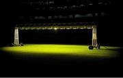 2 August 2014; Floodlights on the pitch at 9.50pm attempt to dry out the pitch before tomorrow's games. GAA Football All-Ireland Senior Championship, Round 4B, Kildare v Monaghan, Croke Park, Dublin. Picture credit: Piaras Ó Mídheach / SPORTSFILE