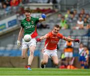3 August 2014; Matthew Ruane, Mayo, in action against Jack Rafferty, Armagh. Electric Ireland GAA Football All Ireland Minor Championship, Quarter-Final, Mayo v Armagh, Croke Park, Dublin. Picture credit: Ray McManus / SPORTSFILE