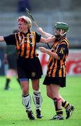 7 Aug 1999; Ann Downey, left, and and Sinéad Millea of Kilkenny celebrate followig the Bórd na Gaeilge All-Ireland Senior Camogie Championship Semi-Final match between Kilkenny and Cork at Parnell Park in Dublin. Photo by Ray McManus/Sportsfile