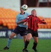 20 Aug 1999; Glen Crowe of Bohemians in action against Tony McCarthy of Shelbourne during the Eircom League Premier Division match between Bohemians and Shelbourne at Tolka Park in Dublin. Photo by David Maher/Sportsfile