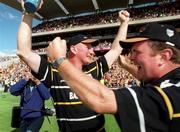 15 August 1999; Kilkenny manager Brian Cody celebrates his side's victory following the Guinness All-Ireland Senior Hurling Championship Semi-Final match between Kilkenny and Clare at Croke Park in Dublin. Photo by Damien Eagers/Sportsfile