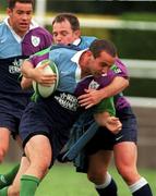 23 August 1999; Conor O'Shea is tackled by Ross Nesdale during an Ireland Rubgy training session at Dr Hickey Park in Greystones, Wicklow. Photo by Matt Browne/Sportsfile