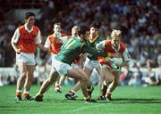 20 September 1992; Conor Wilson of Armagh in action against Caimhin Hall of Meath during the All-Ireland Minor Football Championship Final between Meath and Armagh at Croke Park in Dublin. at Croke Park in Dublin. Photo by David Maher/Sportsfile