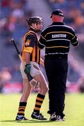 15 August 1999; Kilkenny's DJ Carey speaks with manager Brian Cody during the Guinness All-Ireland Senior Hurling Championship Semi-Final match between Kilkenny and Clare at Croke Park in Dublin. Photo by Ray McManus/Sportsfile