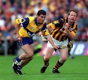 15 August 1999; David Forde of Clare in action against Willie O'Connor of Kilkenny during the Guinness All-Ireland Senior Hurling Championship Semi-Final match between Kilkenny and Clare at Croke Park in Dublin. Photo by Damien Eagers/Sportsfile