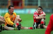 30 August 1999; Donal Óg Cusack, left, and Neil Ronan during a training session, at Páirc Uí Chaoimh in Cork, in advance of the Guinness All-Ireland Senior Hurling Championship Final. Photo by Brendan Moran/Sportsfile