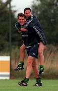 30 August 1999; Tony Cascarino, left, and Gary Kelly during a Republic of Ireland training session at the AUL Grounds in Clonshaugh, Dublin. Photo by David Maher/Sportsfile