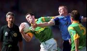 1 August 1999; Hank Traynor of Meath, is tackled Declan Darcy of Dublin during the Bank of Ireland Leinster Senior Football Championship Final between Meath and Dublin at Croke Park in Dublin. Photo by Brendan Moran/Sportsfile
