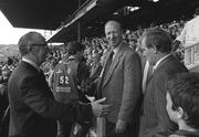 3 September 1989; Former Republic of Ireland manager Jack Charlton and former assistant manager Maurice Setters, right, arrive for the All-Ireland Senior Hurling Championship Final between Tipperary and Antrim at Croke Park in Dublin. Photo by Ray McManus/SportsfileTSFILE