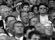 3 September 1989; Former Republic of Ireland manager Jack Charlton watches on during the All-Ireland Senior Hurling Championship Final between Tipperary and Antrim at Croke Park in Dublin. Photo by Ray McManus/Sportsfile