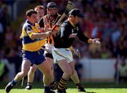 15 August 1999; Kilkenny goalkeeper James McGarry in action against Barry Murphy of Clare during the Guinness All-Ireland Senior Hurling Championship Semi-Final match between Kilkenny and Clare at Croke Park in Dublin. Photo by Brendan Moran/Sportsfile