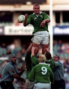5 June 1999; Jeremy Davidson of Ireland gets the ball away to team-mate Ciaran Scally, 9, during the Ireland Rugby tour to Australia match between New South Wales and Ireland at the Sydney Football Stadium in Sydney, Australia. Photo by Matt Browne/Sportsfile