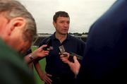 30 August 1999; Cork manager Jimmy Barry Murphy speaks to media during a press night, at Páirc Uí Chaoimh in Cork, in advance of the Guinness All-Ireland Senior Hurling Championship Final. Photo by Brendan Moran/Sportsfile