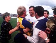 19 July 1992; Clare manager John Maughan celebrates with Seamus Clancy following their victory in the Munster Senior Football Championship Final between Clare and Kerry at the Gaelic Grounds in Limerick. Photo by Ray McManus/Sportsfile