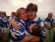 4 September 1999; Waterford's Aine Wall celebrates with supports following the All-Ireland Senior Ladies Football Championship Semi-Final match between Waterford and Monaghan at Parnell Park in Dublin. Photo by Ray Lohan/Sportsfile