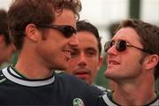 30 August 1999; Republic of Ireland's Kenny Cunningham, left, and Robbie Keane test their new Rayban sunglasses which were presented to the squad after a Republic of Ireland training session at the AUL Grounds in Clonshaugh, Dublin. Photo by David Maher/Sportsfile