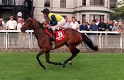 5 September 1999; Littlefeather, with George Duffield up, going to post for the Moyglare Stud Stakes at The Curragh in Kildare. Photo by Sportsfile