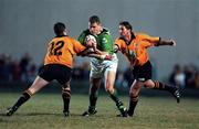 5 June 1999; Matt Mostyn of Ireland in action against Craig Wills, left, and Steve Merrick of New South Wales Country during the Ireland Rugby tour to Australia match between New South Wales Country XV and Ireland at the Woy Woy Oval in New South Wales, Australia. Photo by Matt Browne/Sportsfile