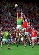 29 August 1999; John McDermott of Meath contests a dropping ball against Jarlath Burns of Armagh during the Bank of Ireland All-Ireland Senior Football Championship Semi-Final match between Meath and Armagh at Croke Park in Dublin. Photo by Brendan Moran/Sportsfile