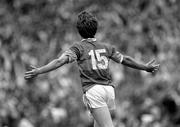12 July 1987; Nicky English, Tipperary, celebrates scoring a goal after kicking the ball into the net after losing his hurl during the Munster Senior Hurling Championship Final between Tipperary and Cork at Semple Stadium in Thurles, Tipperary. Photo by Ray McManus/Sportsfile