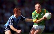 1 August 1999; Ollie Murphy of Meath in action against Peadar Andrews of Dublin during the Bank of Ireland Leinster Senior Football Championship Final between Meath and Dublin at Croke Park in Dublin. Photo by Brendan Moran/Sportsfile