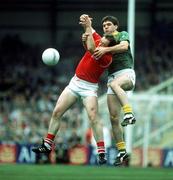 16 September 1990; PJ Gillic of Meath in action against Niall Cahalane of Cork during the All-Ireland Senior Football Championship Final between Cork and Meath at Croke Park in Dublin. Photo by Ray McManus/Sportsfile