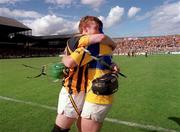 15 August 1999; Kilkenny's Peter Barry, left, and Henry Shefflin celebrate following the Guinness All-Ireland Senior Hurling Championship Semi-Final match between Kilkenny and Clare at Croke Park in Dublin. Photo by Damien Eagers/Sportsfile