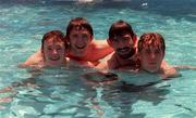 24 July 1998; Republic of Ireland players, from left, Alan Quinn, Robbie Keane, Jason Gavin and Barry Quinn relax in the swimming pool at their team hotel in Ayia Napa, Cyprus, during the UEFA European U18 Championship Finals. Photo by David Maher/Sportsfile