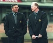 19 June 1999; Australia head coach Rod Macqueen, left, and assistant coach Jeff Miller during the Ireland Rugby tour to Australia Second Test match between Australia and Ireland at the Subiaco Oval in Perth, Australia. Photo by Matt Browne/Sportsfile