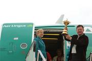 18 September 2006; Ian Woosnam, 2006 Ryder Cup Team Europe captain, holds the Ryder Cup, on their arrival at Dublin Airport ahead of the 2006 Ryder Cup which will be taking place in the K Club, Straffan, Co Kildare between September 22 - 24, 2006. Picture credit: David Maher / SPORTSFILE
