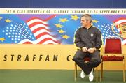 21 September 2006; Paul McGinley takes his seat prior to the official Team Europe 2006 photograph. 36th Ryder Cup Matches, K Club, Straffan, Co. Kildare, Ireland. Picture credit: Brendan Moran / SPORTSFILE