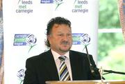 21 September 2006; Bobby Jameson, Chairman of the Carnigie Premier League committee, speaking at the IFA official launch of the 2006/2007 Carnegie Premier League season. Harberton Suite of Malone House, Barnett Demesne, Belfast. Picture credit: Oliver McVeigh / SPORTSFILE