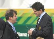 21 September 2006; JP McManus, left, in conversation with Michael Smurfit Jnr, prior to the formal opening ceremony of the 36th Ryder Cup at the K Club, Straffan, Co Kildare, Ireland. Picture credit: Brendan Moran / SPORTSFILE