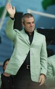 21 September 2006; Paul McGinley, Team Europe 2006, acknowledges the applause from the crowd during the formal opening ceremony of the 36th Ryder Cup at the K Club, Straffan, Co Kildare, Ireland. Picture credit: Brendan Moran / SPORTSFILE